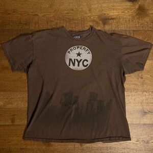 Top Heavy T-Shirt Mens XL Brown Skater Urban Property NYC Graphic Tee